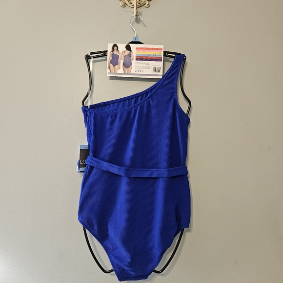 LOFT Blue One-Shoulder Swimsuit - Picture 3 of 8